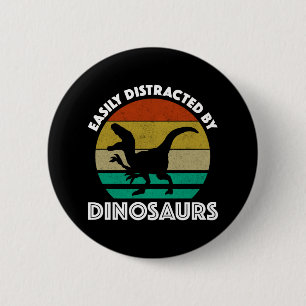 Badge Rond 5 Cm Facilement Distrait Par Les Dinosaures