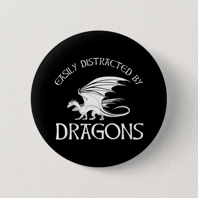 Badge Rond 5 Cm Facilement Distrait Par Les Dragons (Devant)