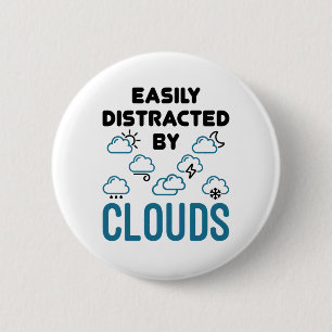 Badge Rond 5 Cm Facilement distrait par météorologie nuageuse Mété