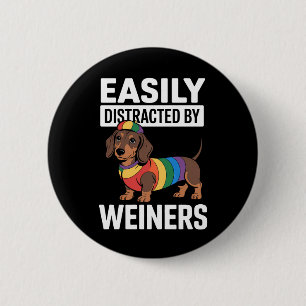 Badge Rond 5 Cm Facilement Distrait Par Weiners LGBTQ Rainbow Gay