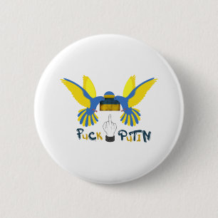 Badge Rond 5 Cm Fack poutine, Soutenez l'Ukraine classique