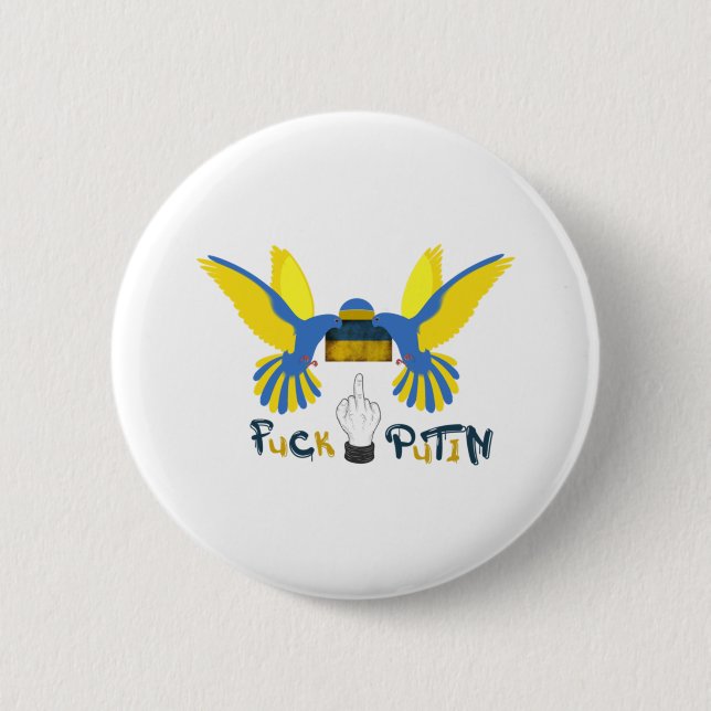 Badge Rond 5 Cm Fack poutine, Soutenez l'Ukraine classique (Devant)