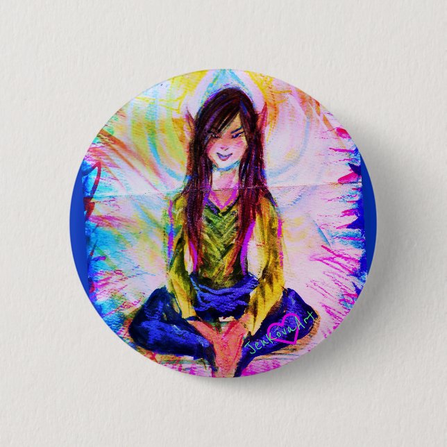 BADGE ROND 5 CM FAE MÉDITENT PIN (Devant)