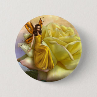 Badge Rond 5 Cm Faery de rose jaune (bouton)