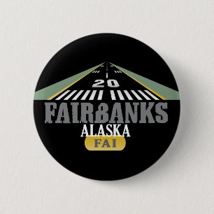 Badge Rond 5 Cm Fairbanks Alaska - piste d'aéroport