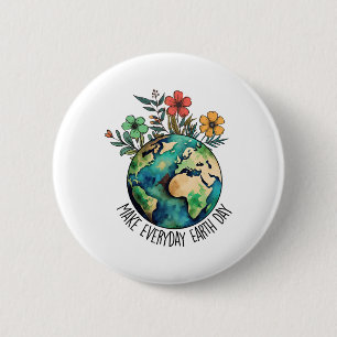 Badge Rond 5 Cm Faire chaque jour Jour des terres Fleur sauvage Sa