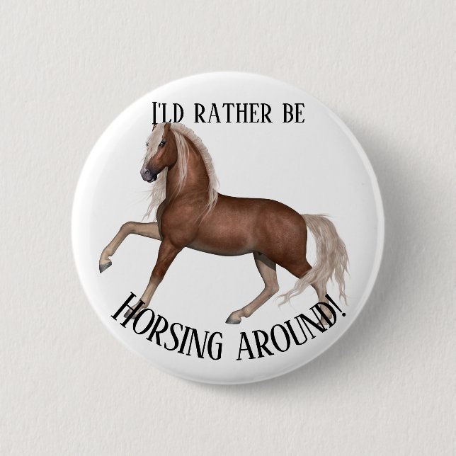 Badge Rond 5 Cm Faire du cheval autour (Devant)