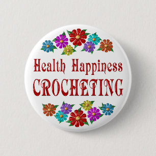 Badge Rond 5 Cm Faire du crochet de bonheur de santé