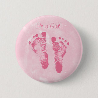 Badge Rond 5 Cm Faire-part de naissance mignon d'empreintes de pas