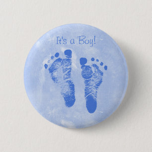 Badge Rond 5 Cm Faire-part de naissance mignon d'empreintes de pas