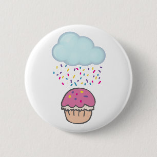 Badge Rond 5 Cm Faire Pleuvoir des Paillettes sur un Cupcake