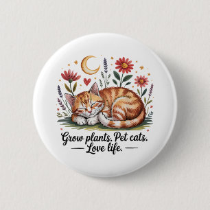 Badge Rond 5 Cm Faire pousser des plantes que les chats domestique