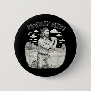 Badge Rond 5 Cm Fairway vintage De Jésus Christian Golfer Jesus Sp