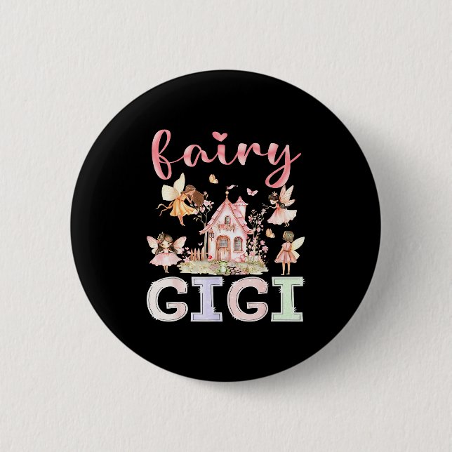 Badge Rond 5 Cm Fairy Gigi Magical Floral Funny Birthday Girl Fair (Devant)