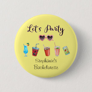 Badge Rond 5 Cm Faisons la fête Texte personnalisé d'été