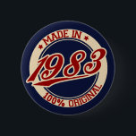 Badge Rond 5 Cm Fait En 1983<br><div class="desc">"made in 83" 83 80s 1983 "made in 1983" "made in the 80s" 80s anniversaire 80 ans rétro "old school" t-shirts vintages</div>