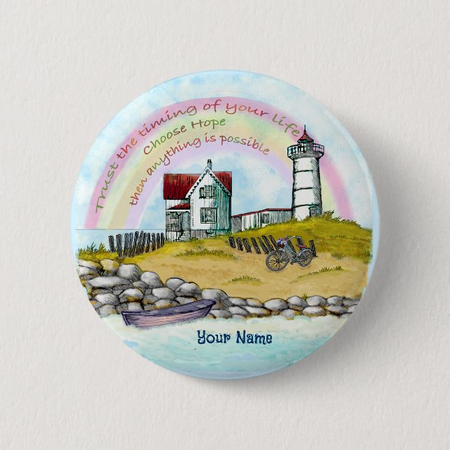 Badge Rond 5 Cm Faites confiance au phare Timing (Devant)