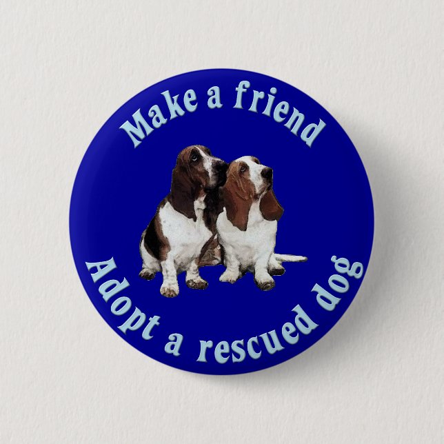 Badge Rond 5 Cm Faites un ami - Basset Hound (Devant)