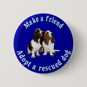Badge Rond 5 Cm Faites un ami - Basset Hound