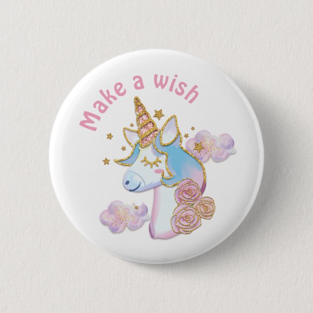 Badge Rond 5 Cm Faites un bouton de licorne magique de souhait (Devant)