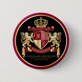 Badge Rond 5 Cm Faites votre propre blouse d'armoiries Rouge or Li