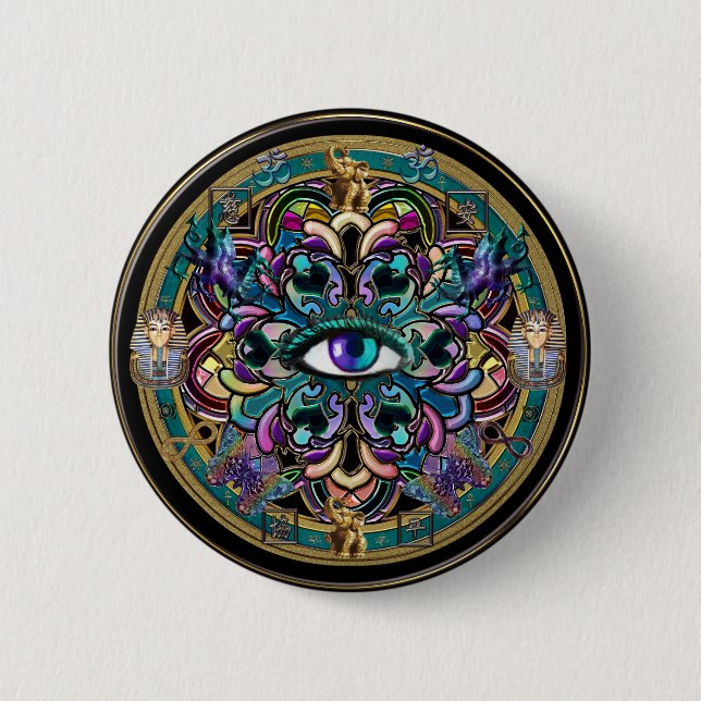 Badge Rond 5 Cm Faites-vous confiance ~ les yeux du mandala du (Devant)