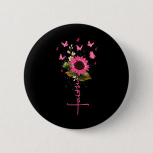 Badge Rond 5 Cm Faith Cross Cancer du sein Sensibilisation Don chr
