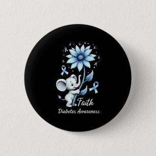 Badge Rond 5 Cm Faith Cute Elephants Tournesol Diabète Sensibilisa