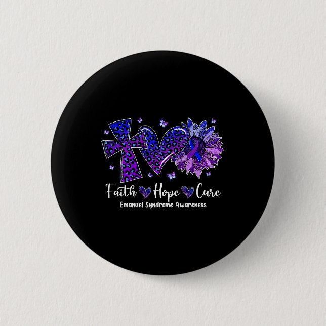 Badge Rond 5 Cm Faith Hope Cure Sunflower Leopard Sickle Cell Awar (Devant)