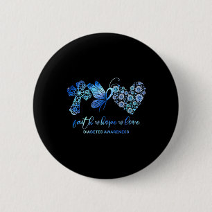 Badge Rond 5 Cm Faith Hope Fight Love Sunflower Diabetes Sensibili
