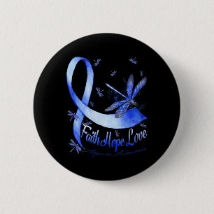 Badge Rond 5 Cm Faith Hope Love Alopecia Awareness Dragonfly