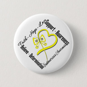 Badge Rond 5 Cm Faith Hope Love Butterfly Endometriosis Awareness