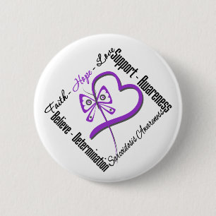 Badge Rond 5 Cm Faith Hope Love Butterfly - Sensibilisation à la s