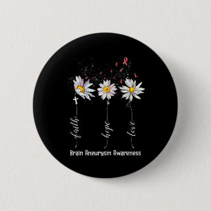 Badge Rond 5 Cm Faith Hope Love Cerveau Aneurysme Sensibilisation