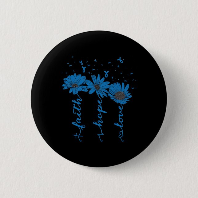 Badge Rond 5 Cm Faith Hope Love Diabetes Awareness Mois Blue Ribb (Devant)