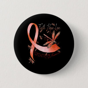 Badge Rond 5 Cm Faith Hope Love Dragonfly RSD RCPS Sensibilisation