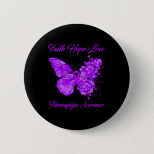 Badge Rond 5 Cm Faith Hope Love Fibromyalgie Sensibilisation