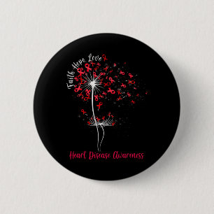 Badge Rond 5 Cm Faith Hope Love Heart Disease Awareness Flower