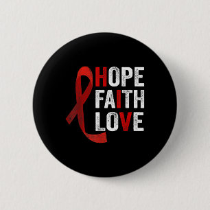 Badge Rond 5 Cm Faith Hope Love - Hiv World Aids Day Awareness