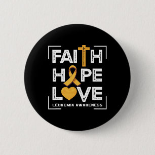 Badge Rond 5 Cm Faith Hope Love Leukemia Sensibilisation