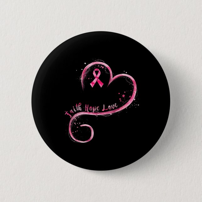 Badge Rond 5 Cm Faith Hope Love Pink Ribbon Cancer du sein Prix (Devant)