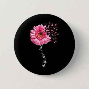 Badge Rond 5 Cm Faith Hope Love Pink Ribbon Daisy Flower Breast C