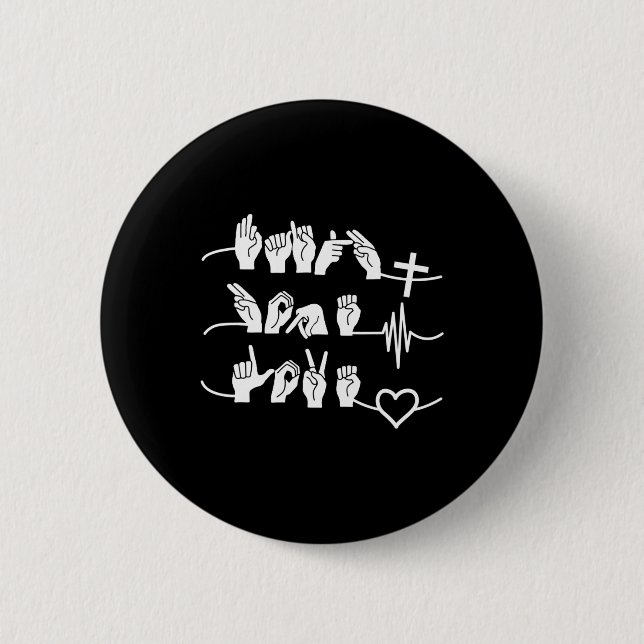 Badge Rond 5 Cm Faith Hope Love - Religion chrétienne Heartbeat Cr (Devant)