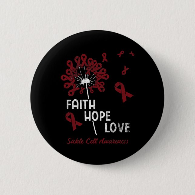 Badge Rond 5 Cm Faith Hope Love Sickle Cell Awareness 1 (Devant)
