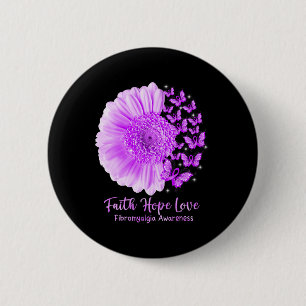 Badge Rond 5 Cm Faith Hope Love Sunflower Butterfly Fibromyalgia A