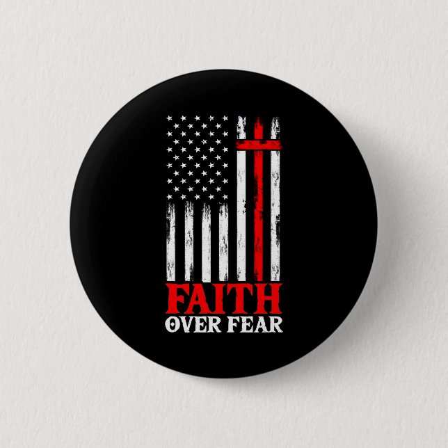 Badge Rond 5 Cm Faith Over Fear Cool Christian (Devant)