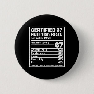 Badge Rond 5 Cm Faits nutritionnels drôles 67 Six Sept Génération