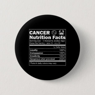Badge Rond 5 Cm Faits nutritionnels sur le Cancer Astrologie Signe