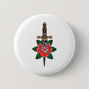 Badge Rond 5 Cm Fake Friends American traditionnel Tattoo Old Scho
