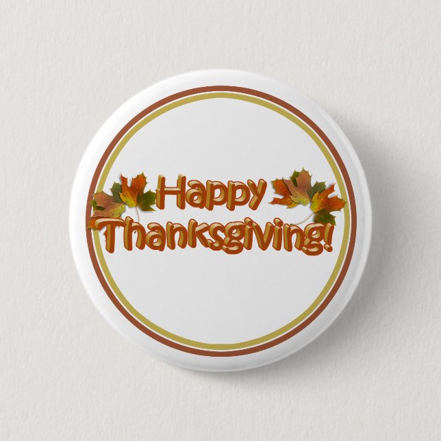 Badge Rond 5 Cm Fall Seasons Best Happy Thanksgiving Text (Devant)